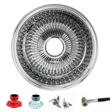 Load image into Gallery viewer, 15X7 REVERSE CHROME 100 SPOKE LOWRIDER WIRE WHEELS – Single Wheel